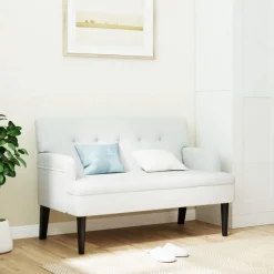vidaXL Banco con respaldo cuero sintético 112x65,5x75 cm Blanco New