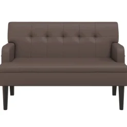 vidaXL Bancos-Banco con respaldo cuero sintético marrón 112x65,5x75 cm