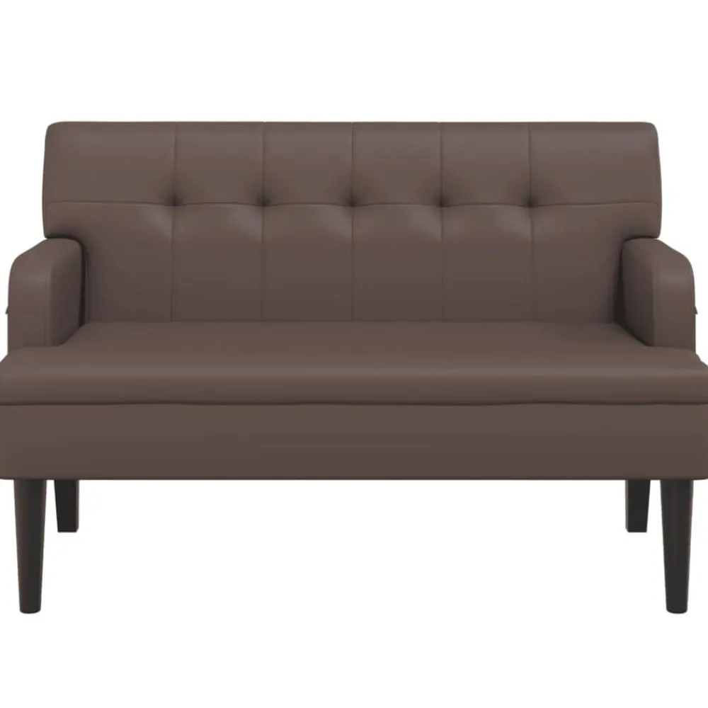 vidaXL Bancos-Banco con respaldo cuero sintético marrón 112x65,5x75 cm