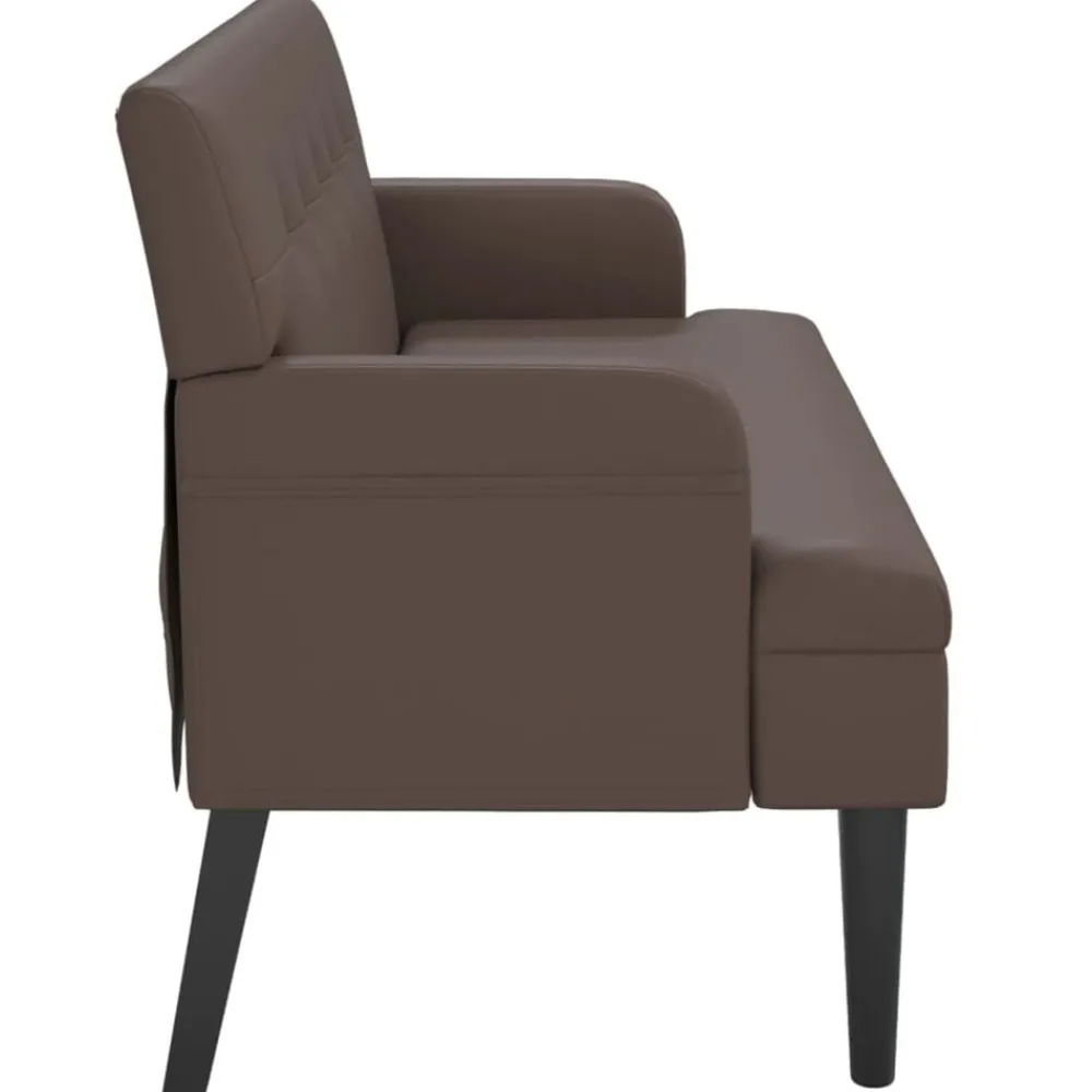 vidaXL Bancos-Banco con respaldo cuero sintético marrón 112x65,5x75 cm
