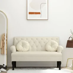 vidaXL Banco con respaldo 120x62x75,5 cm Lino Hot
