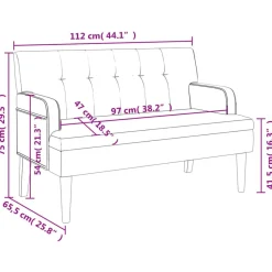 vidaXL Bancos-Banco con respaldo cuero sintético 112x65,5x75 cm