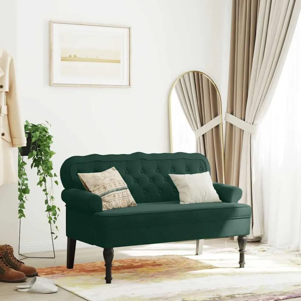 vidaXL Bancos-Banco con respaldo terciopelo 119,5x64,5x75 cm