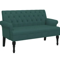 vidaXL Banco con respaldo tela 120x62x75,5 cm Verde oscuro Sale