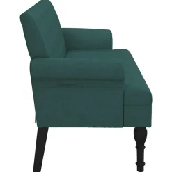 vidaXL Banco con respaldo tela 120x62x75,5 cm Verde oscuro Sale