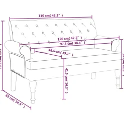vidaXL Banco con respaldo tela 120x62x75,5 cm Verde oscuro Sale