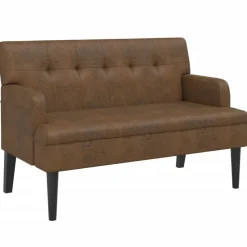 vidaXL Bancos-Banco con respaldo ante sintético marrón 112x65,5x75 cm