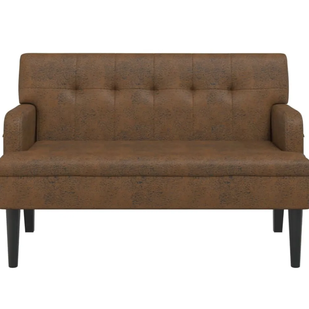 vidaXL Bancos-Banco con respaldo ante sintético marrón 112x65,5x75 cm