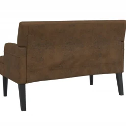 vidaXL Bancos-Banco con respaldo ante sintético marrón 112x65,5x75 cm