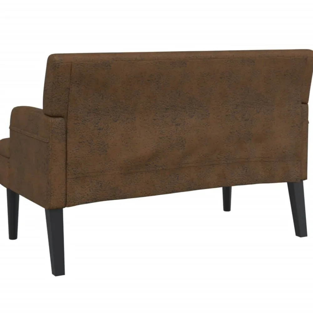 vidaXL Bancos-Banco con respaldo ante sintético marrón 112x65,5x75 cm