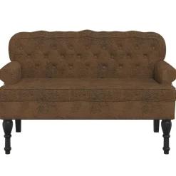 vidaXL Banco con respaldo ante sintético marrón 119,5x64,5x75 cm Marr&oacute;n Clearance