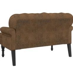 vidaXL Banco con respaldo ante sintético marrón 119,5x64,5x75 cm Marr&oacute;n Clearance