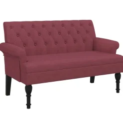 vidaXL Bancos-Banco con respaldo tela rojo tinto 120x62x75,5 cm