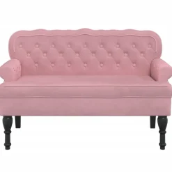 vidaXL Banco con respaldo terciopelo 119,5x64,5x75 cm Rosa