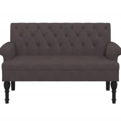vidaXL Bancos-Banco con respaldo tela marrón oscuro 120x62x75,5 cm