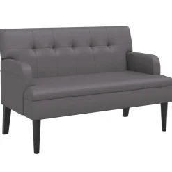 vidaXL Banco con respaldo cuero sintético 112x65,5x75 cm Gris Clearance