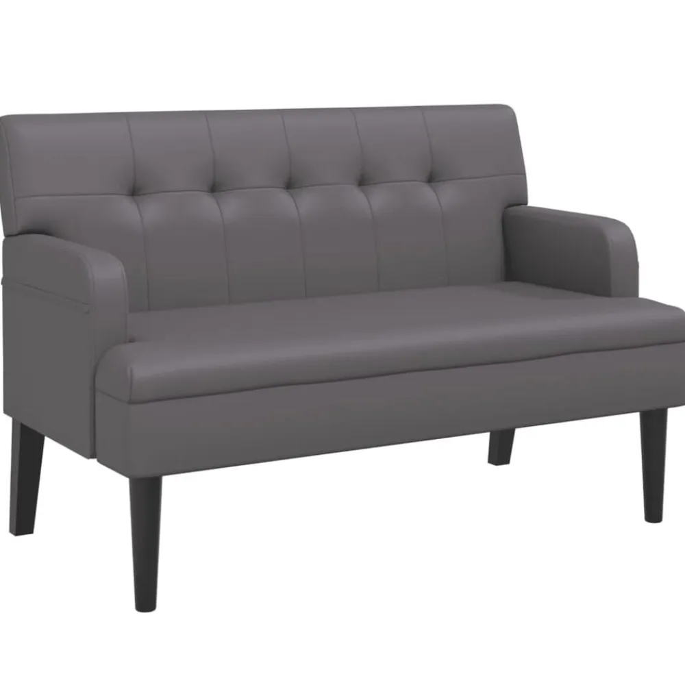 vidaXL Banco con respaldo cuero sintético 112x65,5x75 cm Gris Clearance
