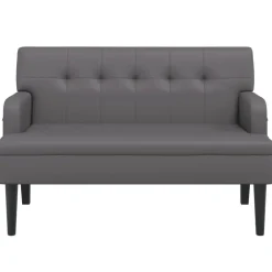 vidaXL Banco con respaldo cuero sintético 112x65,5x75 cm Gris Clearance