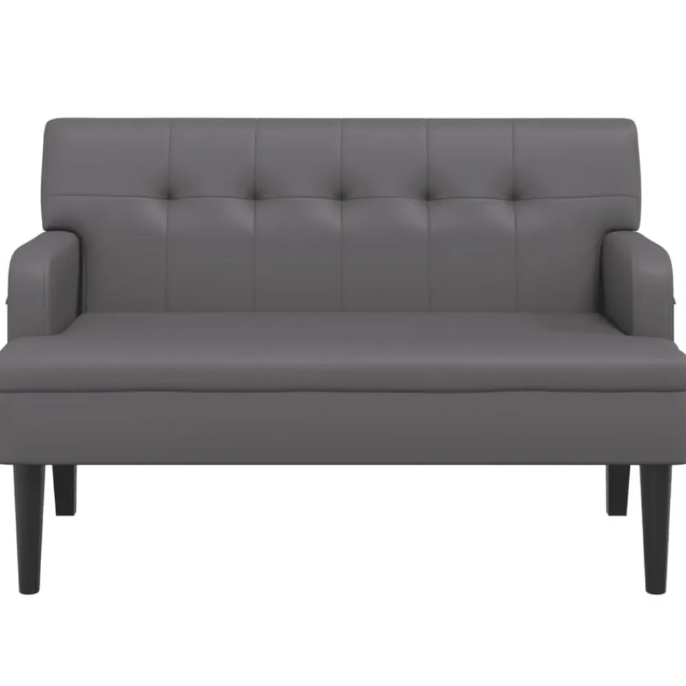 vidaXL Banco con respaldo cuero sintético 112x65,5x75 cm Gris Clearance