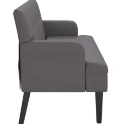 vidaXL Banco con respaldo cuero sintético 112x65,5x75 cm Gris Clearance