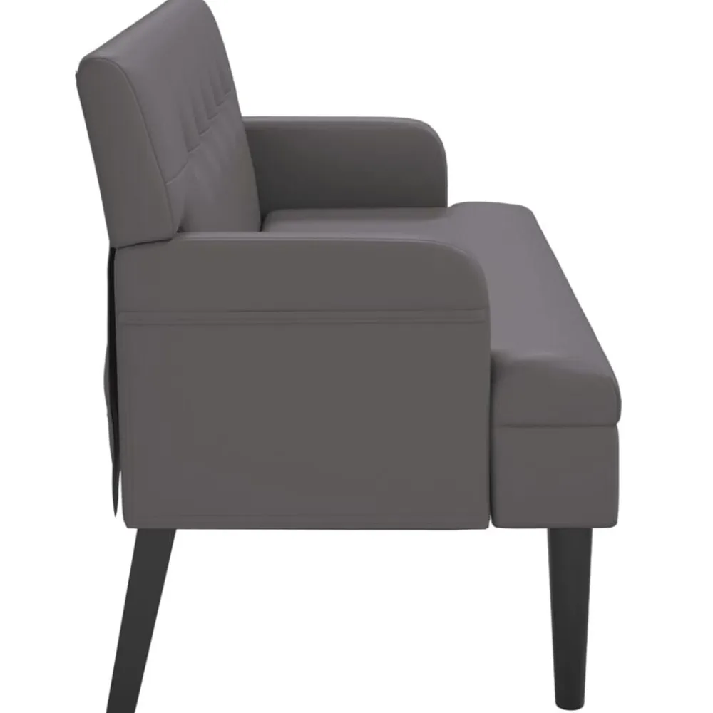 vidaXL Banco con respaldo cuero sintético 112x65,5x75 cm Gris Clearance