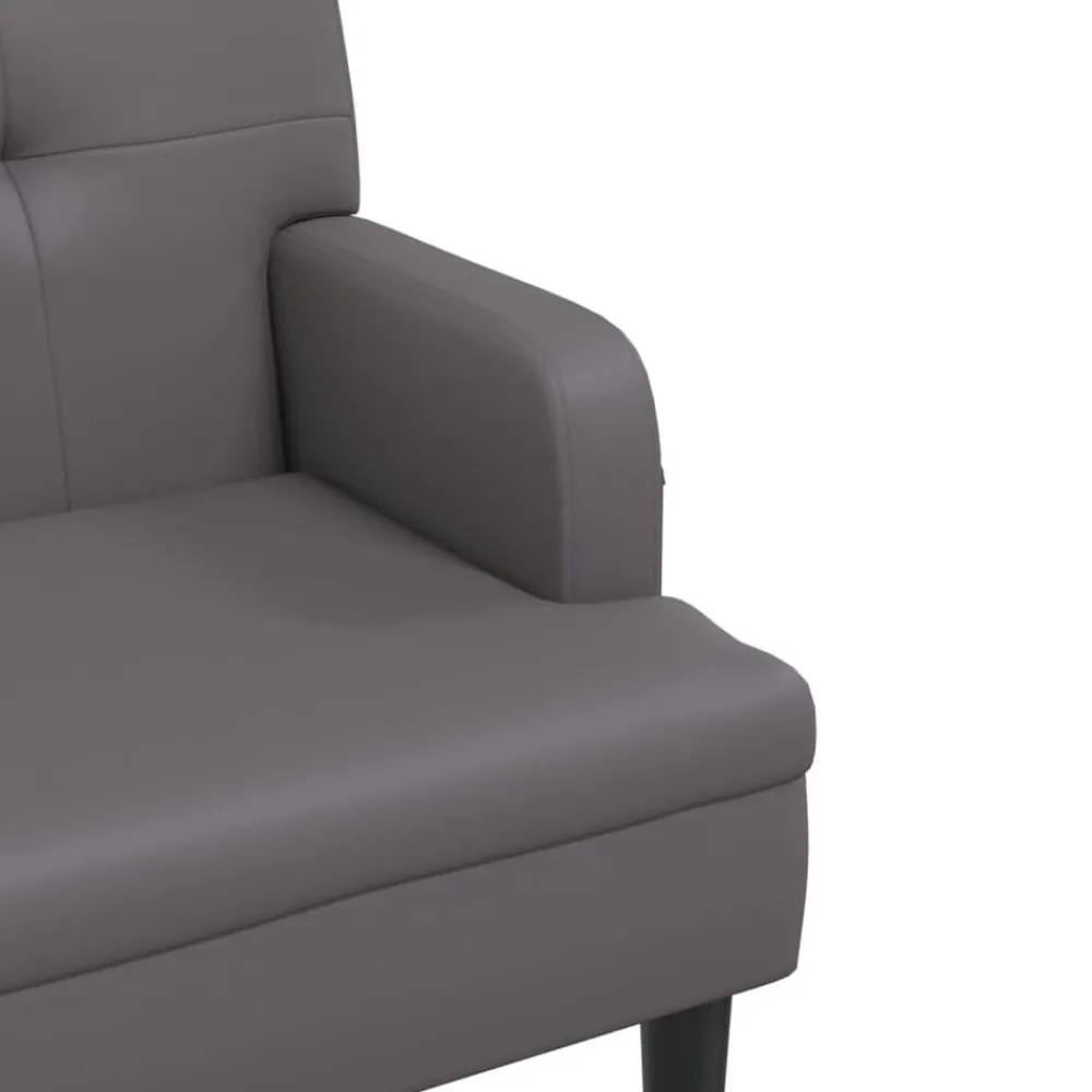 vidaXL Banco con respaldo cuero sintético 112x65,5x75 cm Gris Clearance