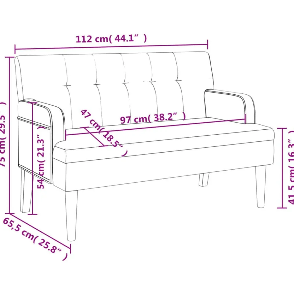 vidaXL Banco con respaldo cuero sintético 112x65,5x75 cm Gris Clearance