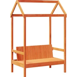 vidaXL Bancos-Banco con techo madera maciza pino marrón cera 117,5x70x176,5cm
