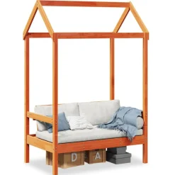 vidaXL Bancos-Banco con techo madera maciza pino marrón cera 117,5x70x176,5cm