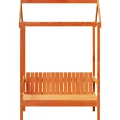vidaXL Bancos-Banco con techo madera maciza pino marrón cera 117,5x70x176,5cm