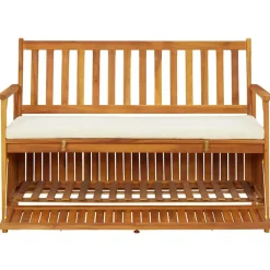 vidaXL Banco de almacenaje de jardín madera maciza acacia 120x63x84 cm Marrón y blanco