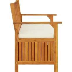 vidaXL Banco de almacenaje de jardín madera maciza acacia 120x63x84 cm Marrón y blanco