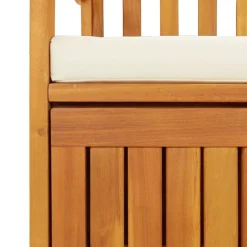 vidaXL Banco de almacenaje de jardín madera maciza acacia 120x63x84 cm Marrón y blanco