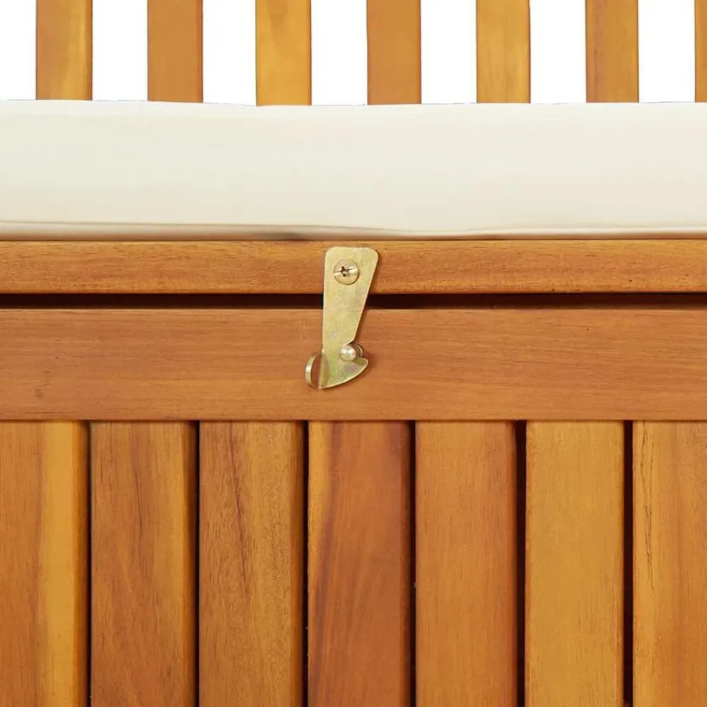 vidaXL Banco de almacenaje de jardín madera maciza acacia 120x63x84 cm Marrón y blanco