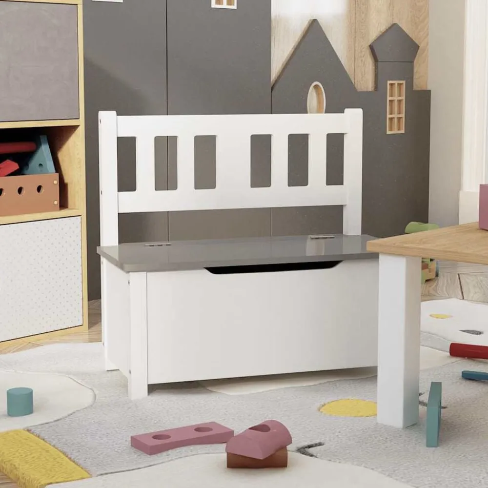 Niños vidaXL Mobiliario Para Bebés Y Niños Pequeños-Banco de almacenaje para niños MDF 60x30x55 cm