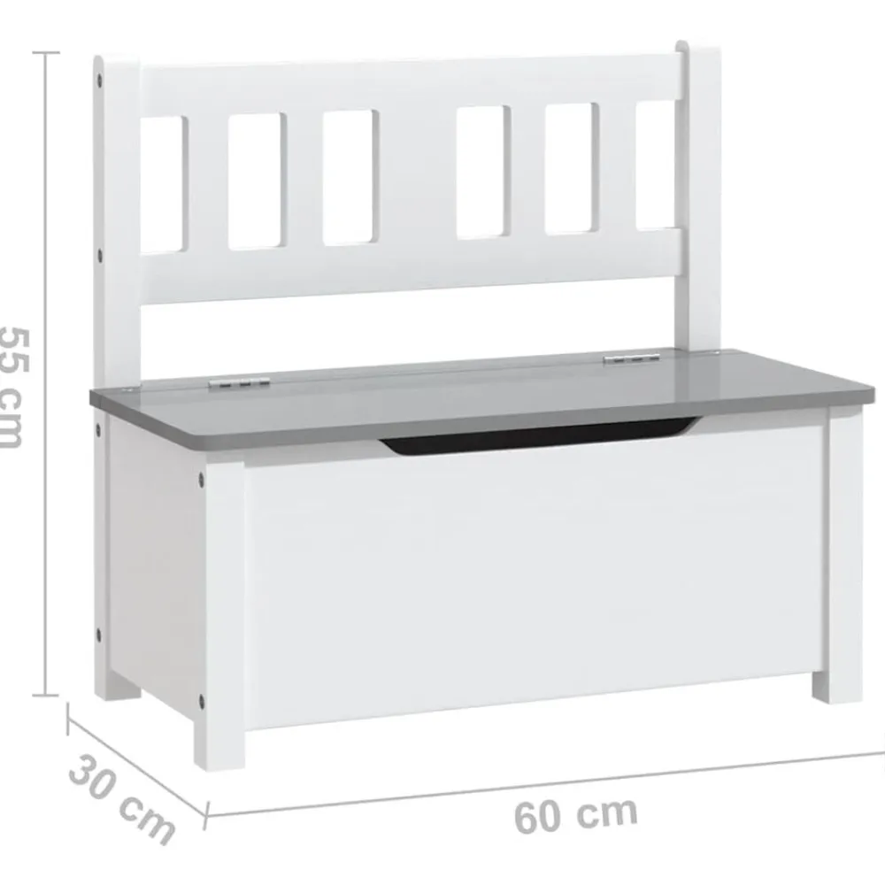 Niños vidaXL Mobiliario Para Bebés Y Niños Pequeños-Banco de almacenaje para niños MDF 60x30x55 cm