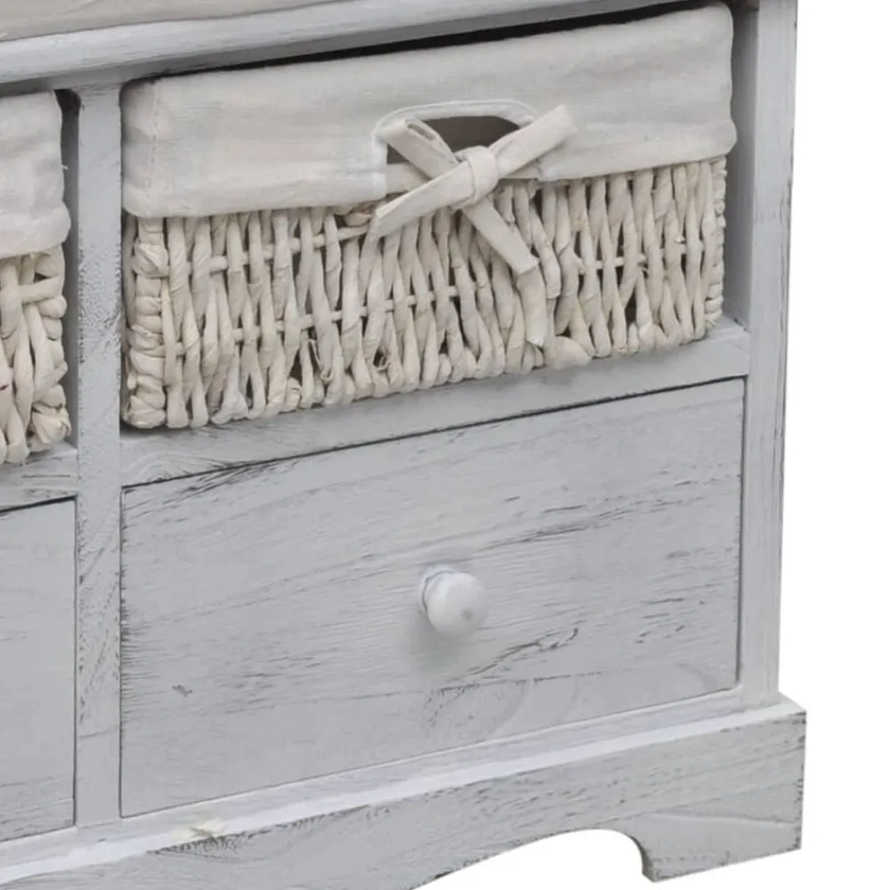 vidaXL Banco de almacenaje de madera de Paulownia blanco 62x33x42 cm Sale