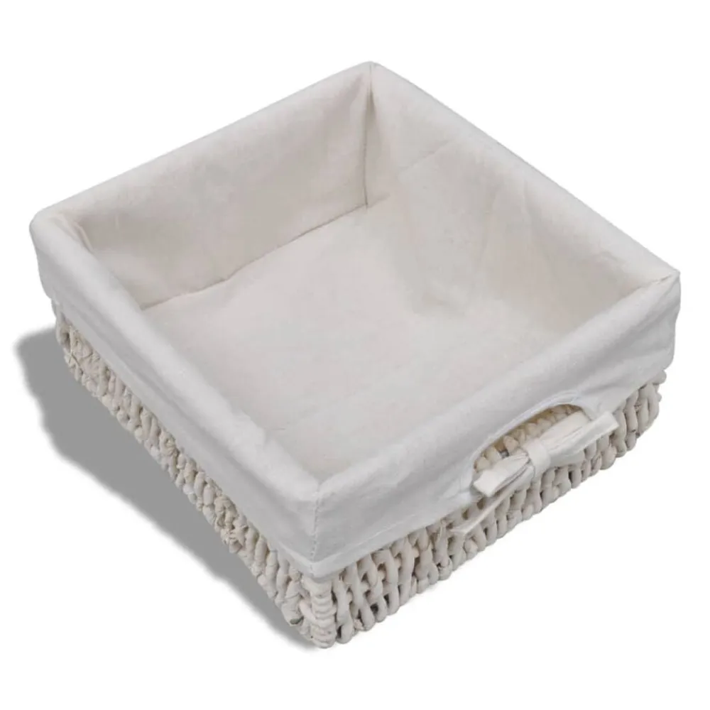 vidaXL Banco de almacenaje de madera de Paulownia blanco 62x33x42 cm Sale