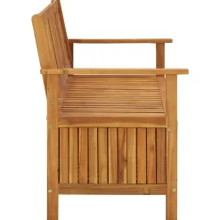 vidaXL Banco de almacenaje de jardín madera de acacia maciza 120 cm Marrón Clearance