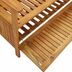 vidaXL Banco de almacenaje de jardín madera de acacia maciza 120 cm Marrón Clearance