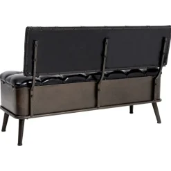 vidaXL Banco de almacenaje con respaldo cuero sintético 110 cm Negro Best