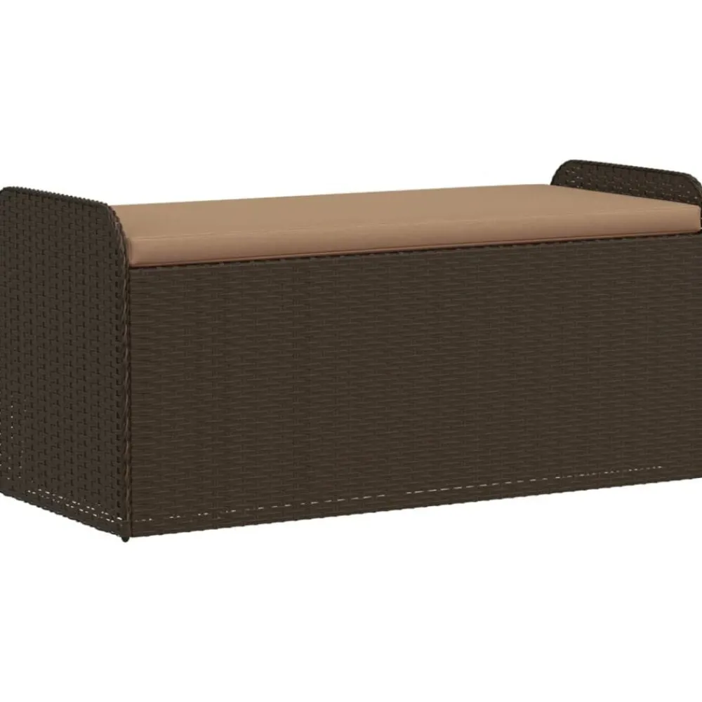 vidaXL Banco de almacenaje y cojín ratán sintético marrón 115x51x52 cm Marrón Discount