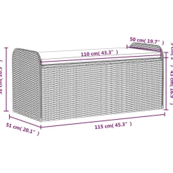 vidaXL Banco de almacenaje y cojín ratán sintético marrón 115x51x52 cm Marrón Discount