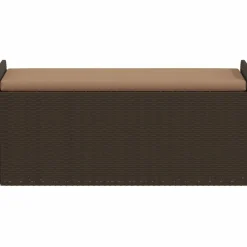 vidaXL Banco de almacenaje y cojín ratán sintético marrón 115x51x52 cm Marrón Discount