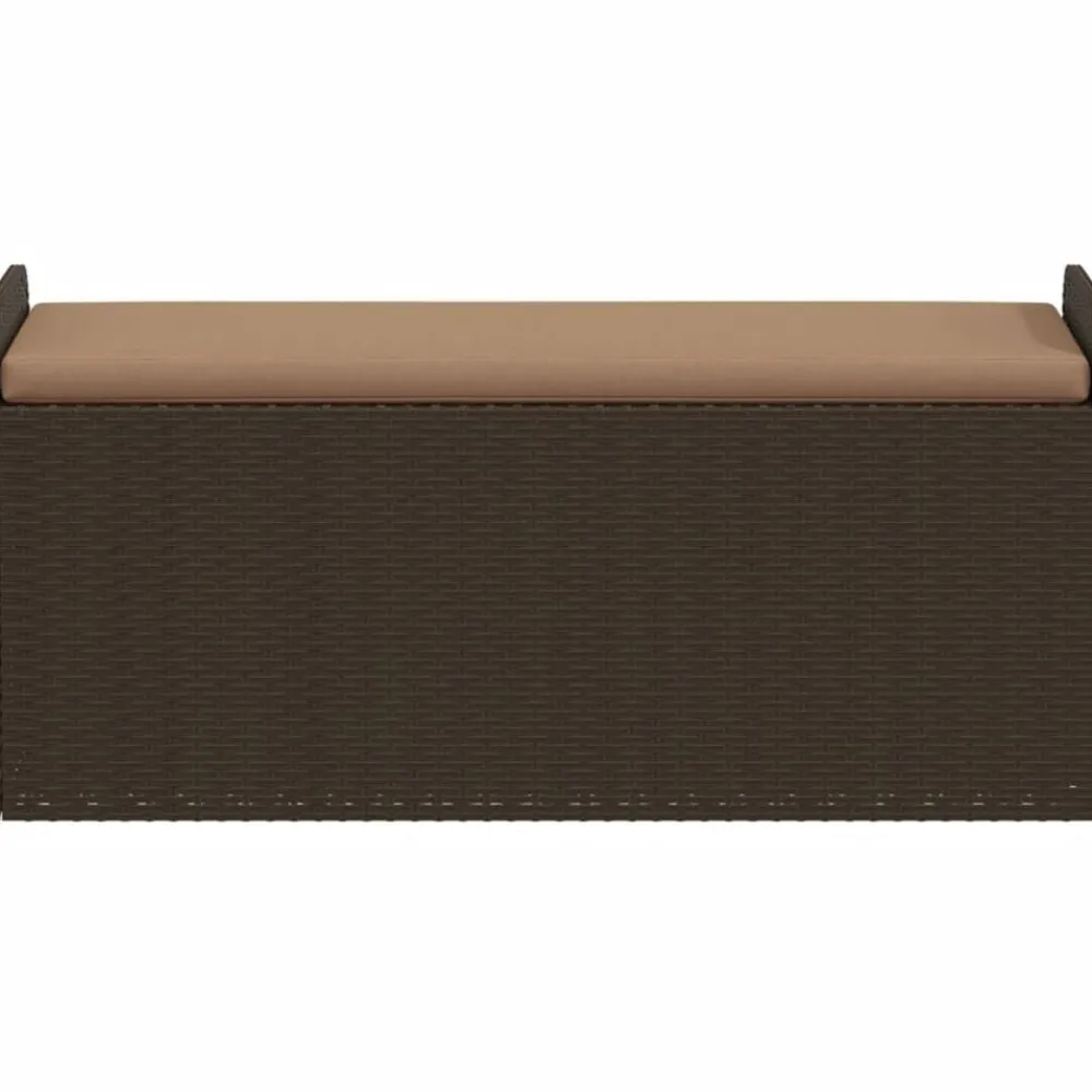 vidaXL Banco de almacenaje y cojín ratán sintético marrón 115x51x52 cm Marrón Discount