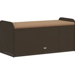 vidaXL Banco de almacenaje y cojín ratán sintético marrón 115x51x52 cm Marrón Discount