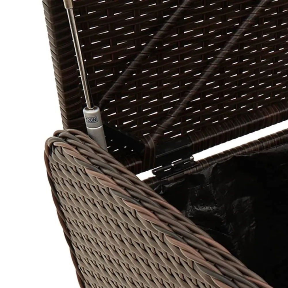 vidaXL Banco de almacenaje y cojín ratán sintético marrón 115x51x52 cm Marrón Discount