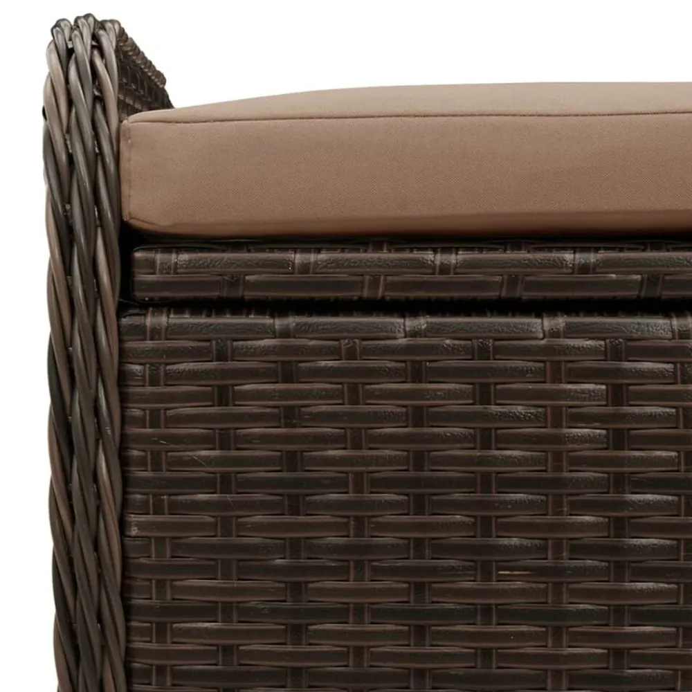 vidaXL Banco de almacenaje y cojín ratán sintético marrón 115x51x52 cm Marrón Discount