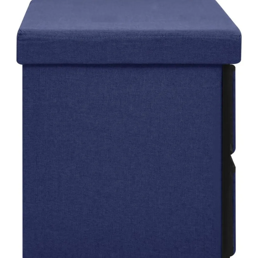 vidaXL Banco de almacenaje plegable lino sintético 76x38x38 cm Azul Discount