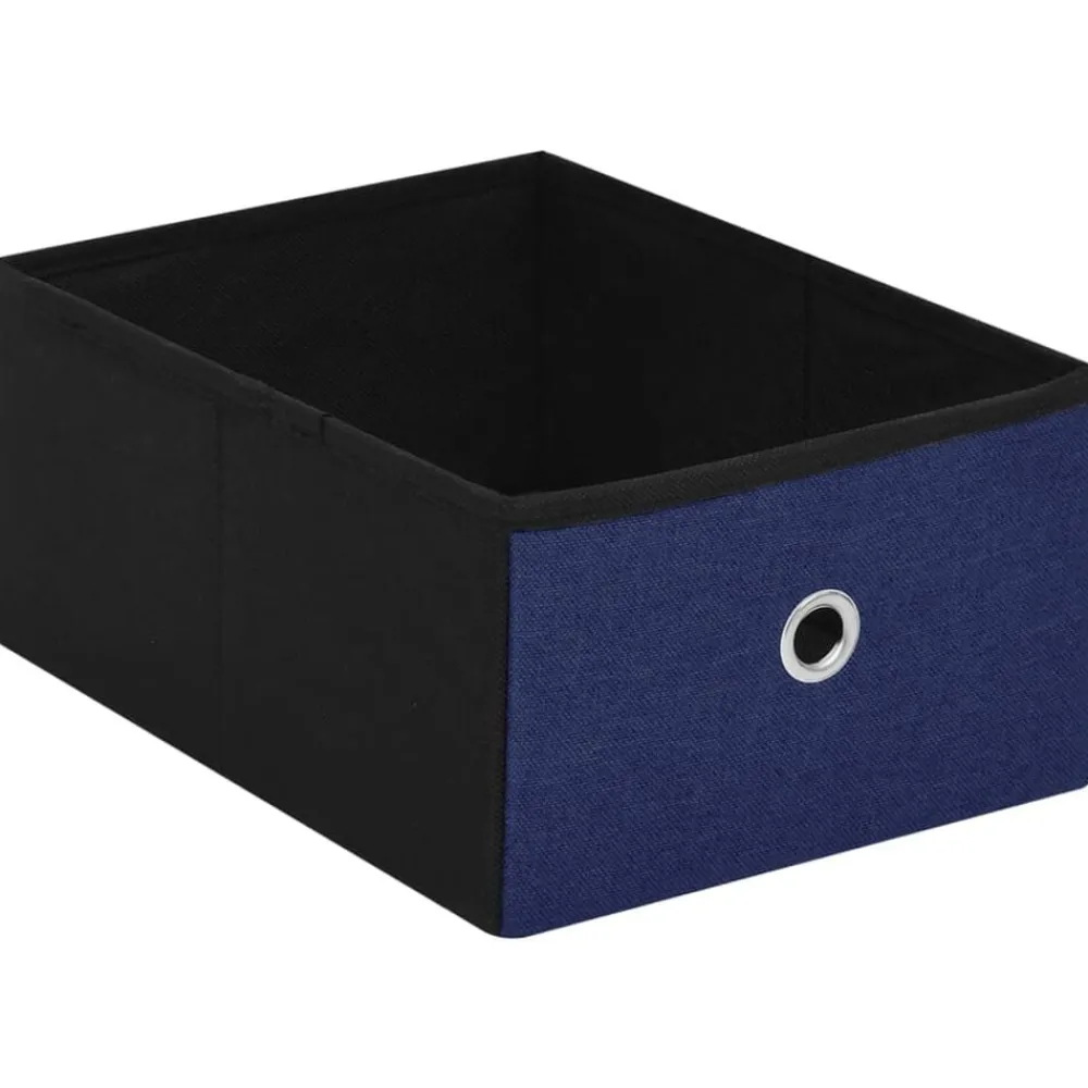 vidaXL Banco de almacenaje plegable lino sintético 76x38x38 cm Azul Discount
